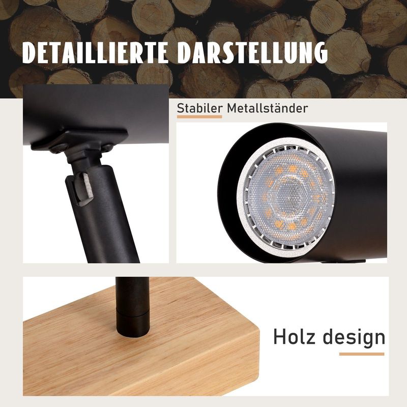 Glitzerlife Deckenstrahler Weiß Holz Deckenleuchte - Deckenlampe GU10 2 Flammig Flurlampe Modern Indoor Deckenspots Schwenkbar 350° Spotslight Für Küchen Korridor_voghion.com