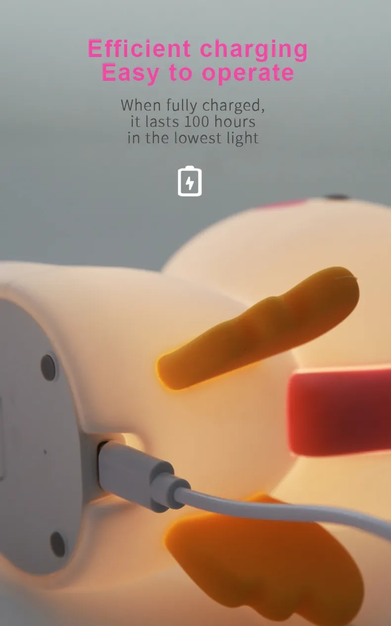 Tek boynuzlu at sevimli silikon LED gece lambası çocuklar için çocuk USB şarj edilebilir karikatür hayvan yatak odası dekoru dokunmatik gece lambası hediyeler için_voghion.com