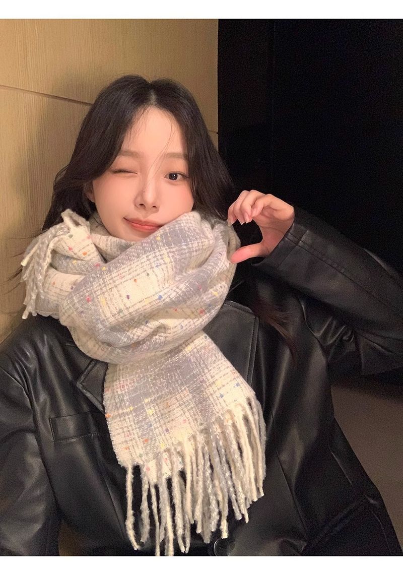 Écharpe de cou chaude et lumineuse, style coréen, collection automne 2025 pour femme, haut de gamme, tendance et élégante, idéale pour l'hiver._voghion.com