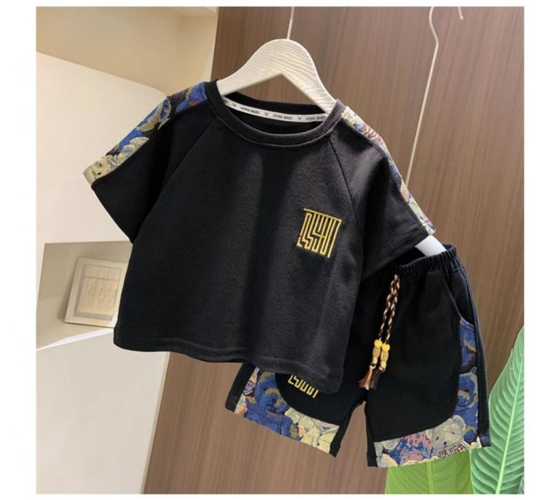 Abiti estivi per bambini, stile street per mamma e bambini, completi a maniche corte per bambini, 2024, maglietta estiva per neonati, pantaloncini e completi a due pezzi_voghion.com