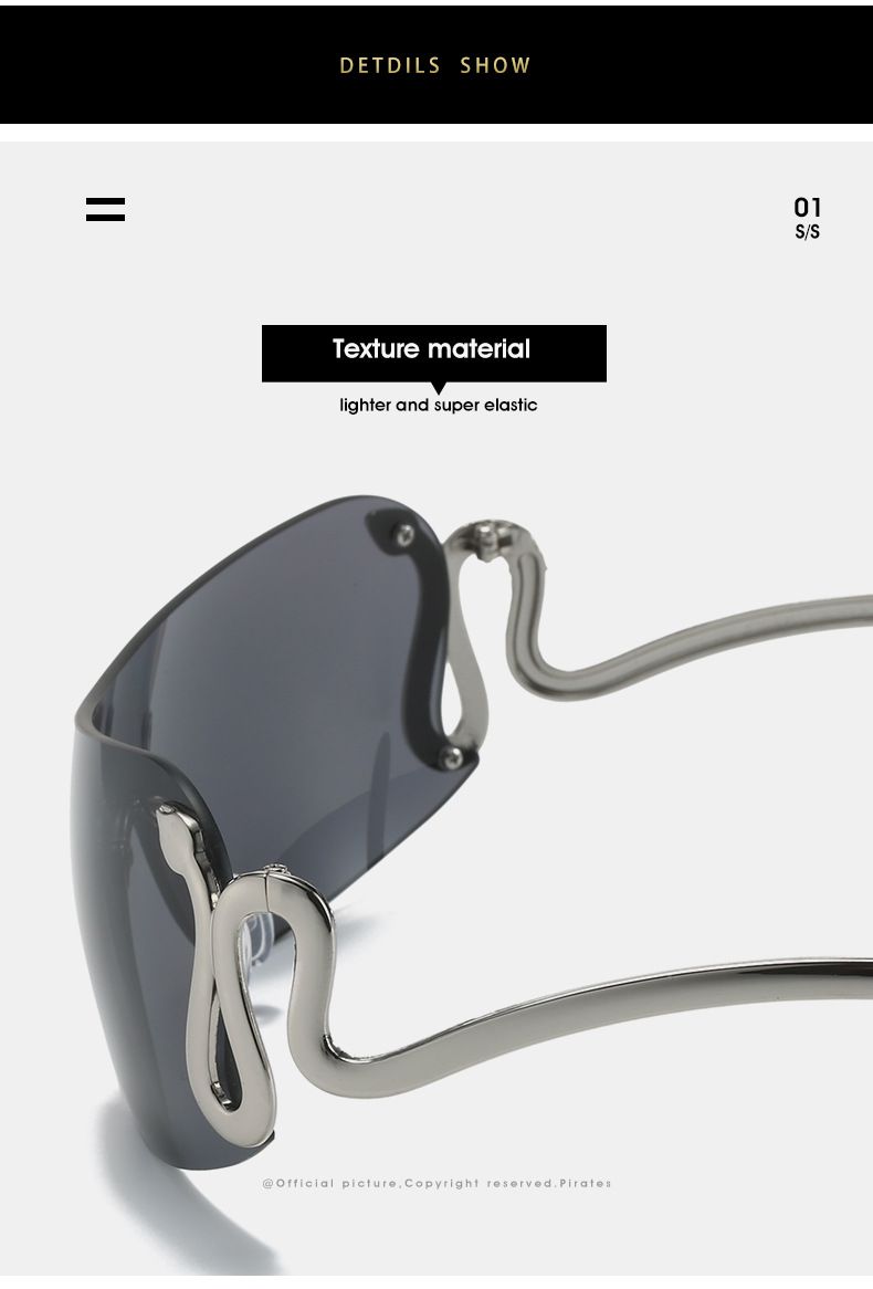 Uemi Nieuwe Mode Randloze Zonnebrillen Voor Vrouwen Mannen Slang Decoratie Metalen Frame Zonnebrillen Tinten UV400 Brillen_voghion.com