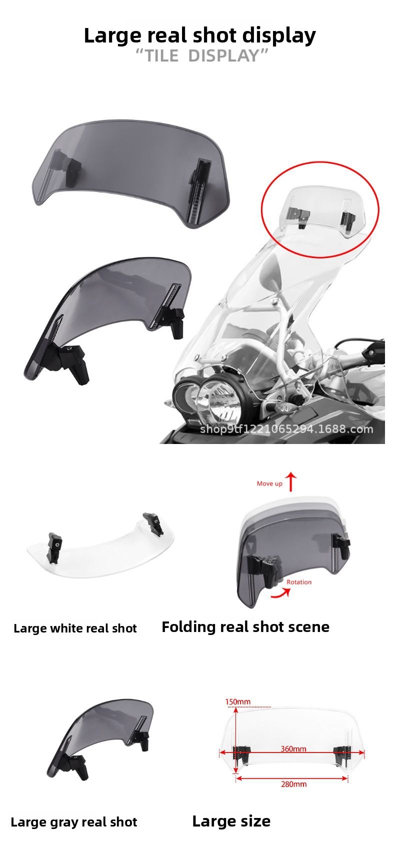 Adequado para Kawasaki Honda BMW Yamaha Suzuki Pára-brisas elevado modificado Pára-brisas pequeno ajustável_voghion.com