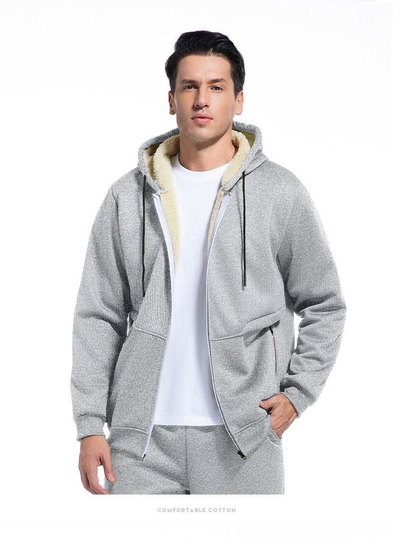 Autumn/Winter Oversized Thickened Shearling-Lined Warm Jacket Simple Casual Hoodie Workwear Jacket_voghion.com