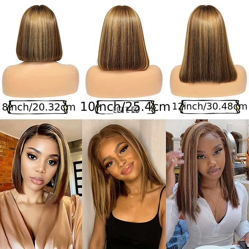 180 % 13 x 4 Echthaar-Perücke, kurze, gerade Bob-Schnitt-Perücke, 180 % Dichte, 13 x 4 Spitzenfront-Echthaar-Perücke, natürlicher Haaransatz mit Babyhaar_voghion.com