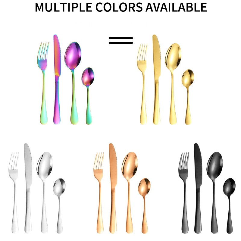 Service de table en acier inoxydable 24 pièces pour 6 personnes, vaisselle occidentale d'hôtel couteau à steak fourchette cuillère boîte-cadeau_voghion.com