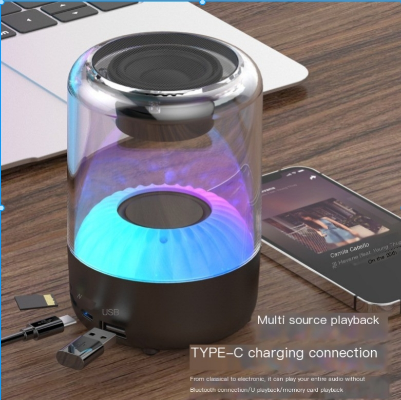 Langaton Bluetooth-kaiutin, suuren äänenvoimakkuuden minikaiutin, RGB-ulkokäyttöinen kannettava kannettava kannettava autoon asennettu pieni teräskanuuna_voghion.com