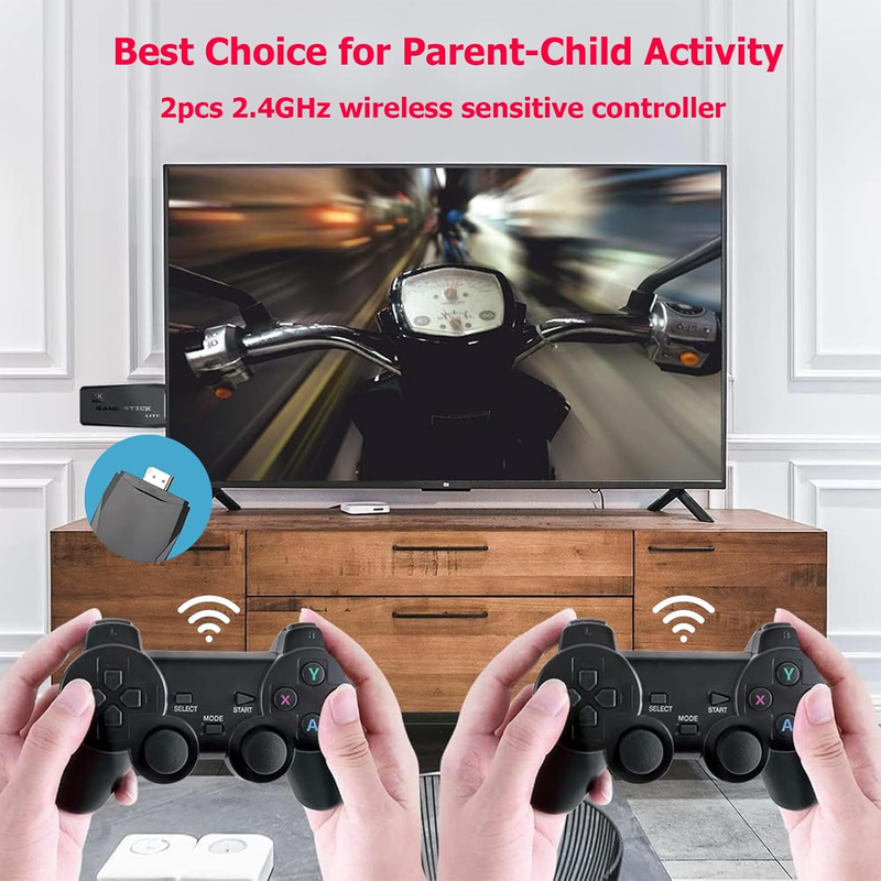 Console per videogiochi mini wireless, 10K+giochi/20K+giochi, uscita HDMI 4K, console per videogiochi wireless a 2,4 GHz, console per videogiochi retrò per TV e display_voghion.com