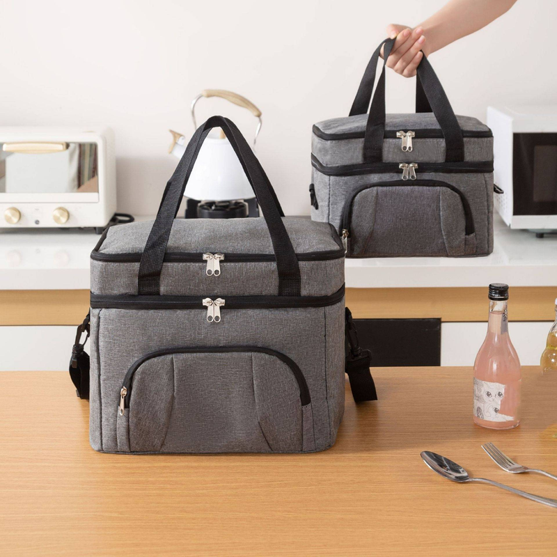 Küchenhelfer-Sets, spezielle doppellagige Isoliertasche mit großer Kapazität, Kühlakku für den Außenbereich, praktische Picknicktasche für die Reise, tragbare Lunchtasche für die Arbeit_voghion.com