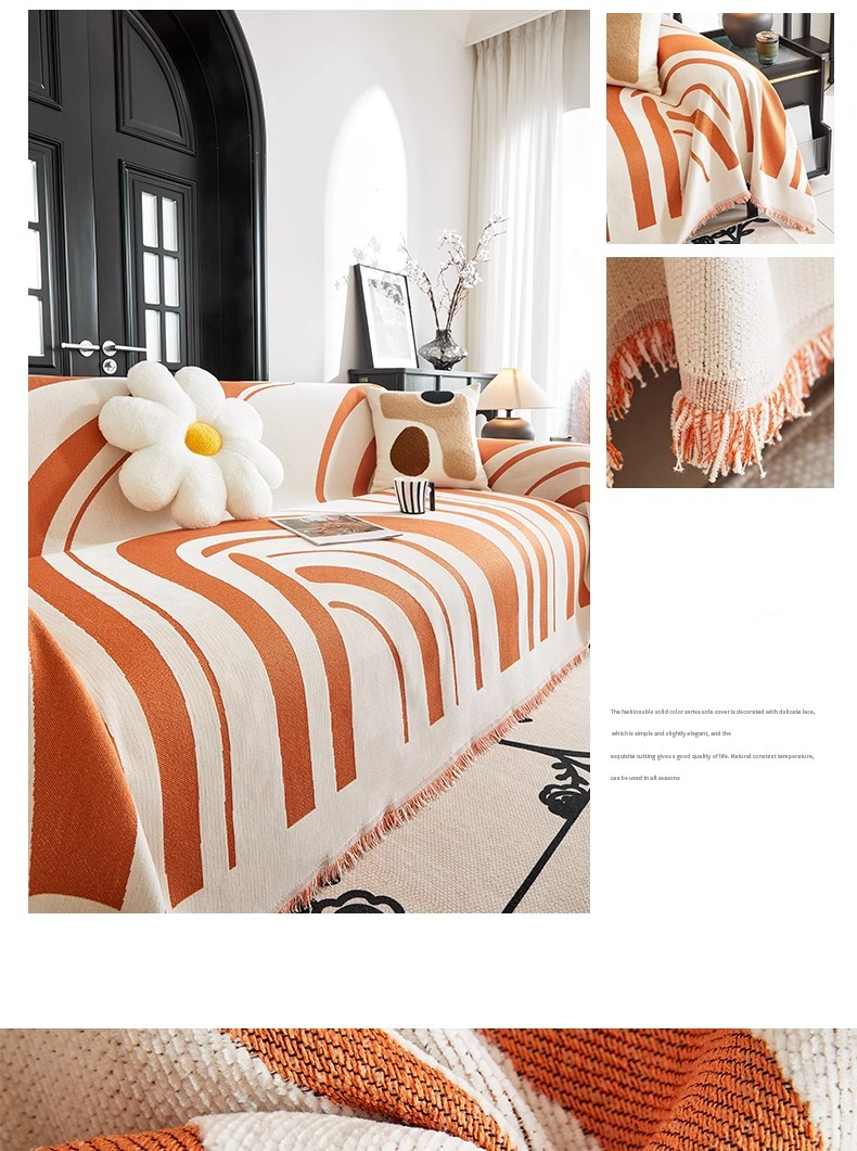 Abstract Geometric Chenille Sofa Cover - Modern Thickened Slipcover (Non-Slip Full Coverage Premium Textured Fabric)_voghion.com
