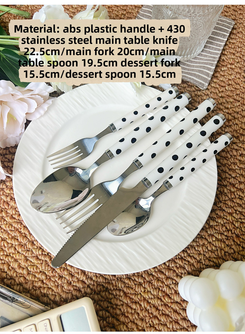 Modernes, minimalistisches Besteckset aus Edelstahl 304 – gepunktetes Messer, Gabel und Löffel für Erwachsene, Dessert, Kuchen und Essen_voghion.com
