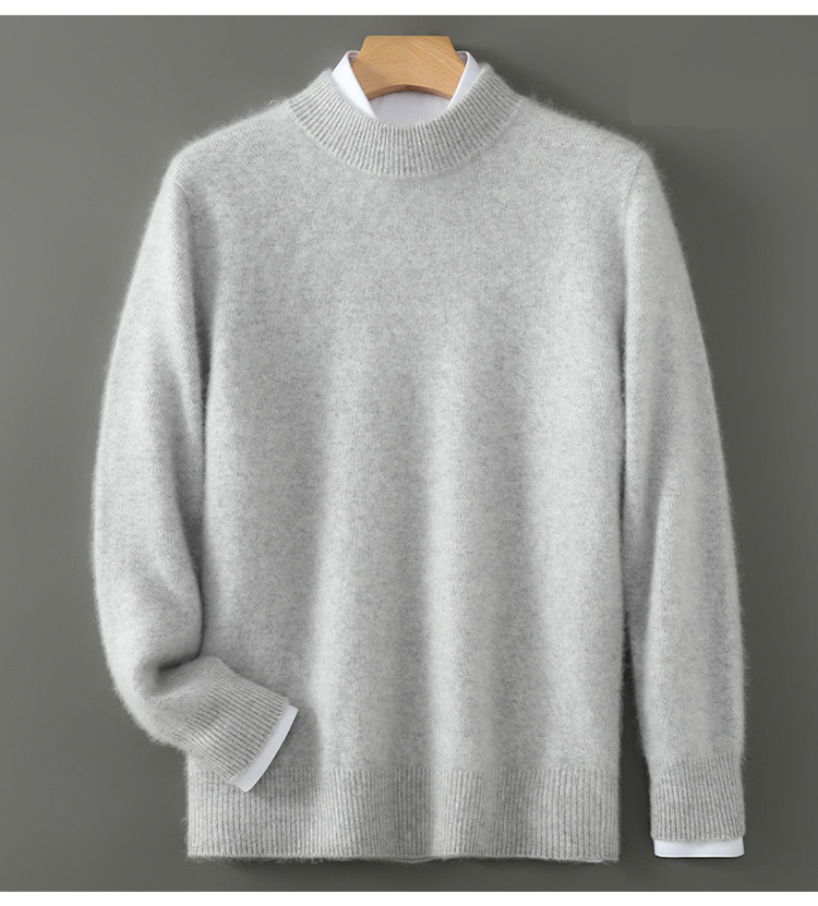 First Line Ready Made 100 Wool Sweater Men's Half High Collar Thickened Autumn And Winter Loose Pullover Sweater Knitted Bottoming Shirt_voghion.com