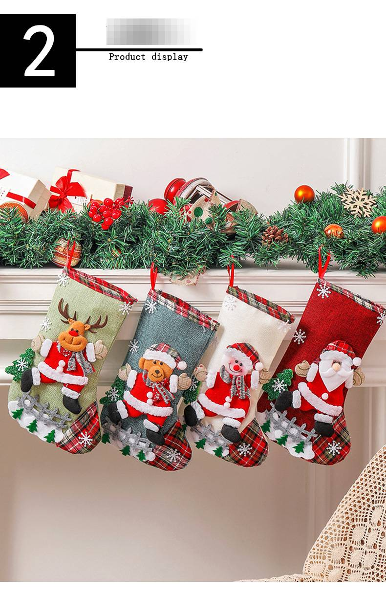 CELESTIALUMINA Large Linen Christmas Stockings, Fences, Christmas Gift Bags, Christmas Tree Ornaments, Candy Bag Decorations_voghion.com