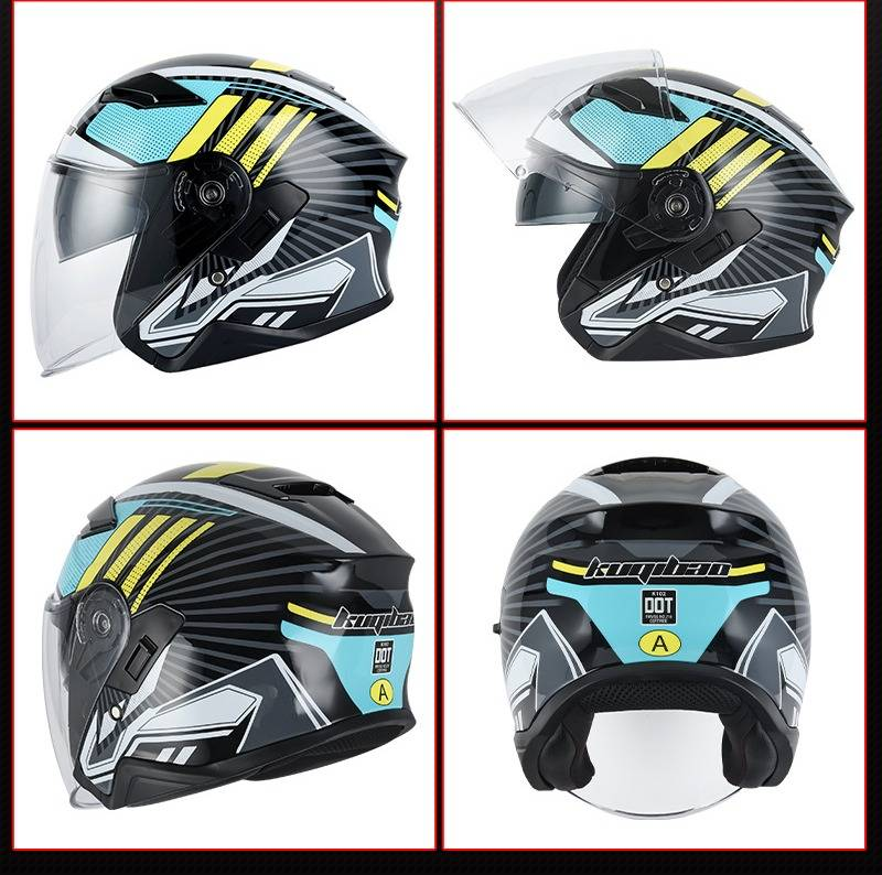 "KQIBOO Motorcycle Helmet With Dual Visor & Bluetooth K25 - ABS Shell, 3C Certified, Universal Fit For Men & Women_voghion.com
