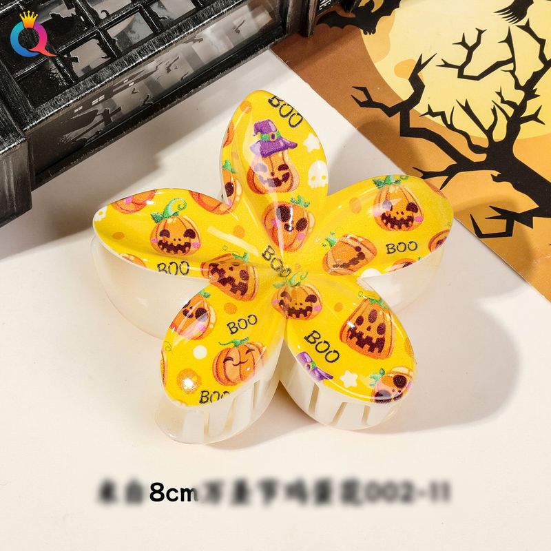 Multiple Pattern And Color Options For Halloween Pumpkin Skull Witch UV Print Frangipani Clip Girls Headdress_voghion.com