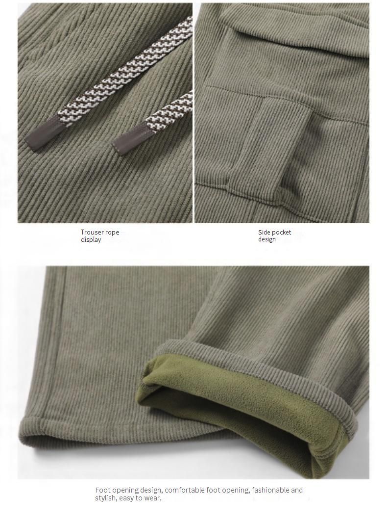 Heavyweight Corduroy Pants – Vintage Relaxed Fit With Fleece Lining (Black/Coffee/Burgundy/Khaki)_voghion.com