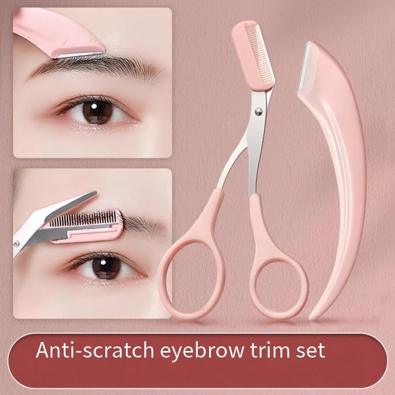 Juego de afeitadora profesional de cejas de acero inoxidable: ultraprecisa y segura para principiantes. Incluye tijeras para cejas y hojas de repuesto._voghion.com