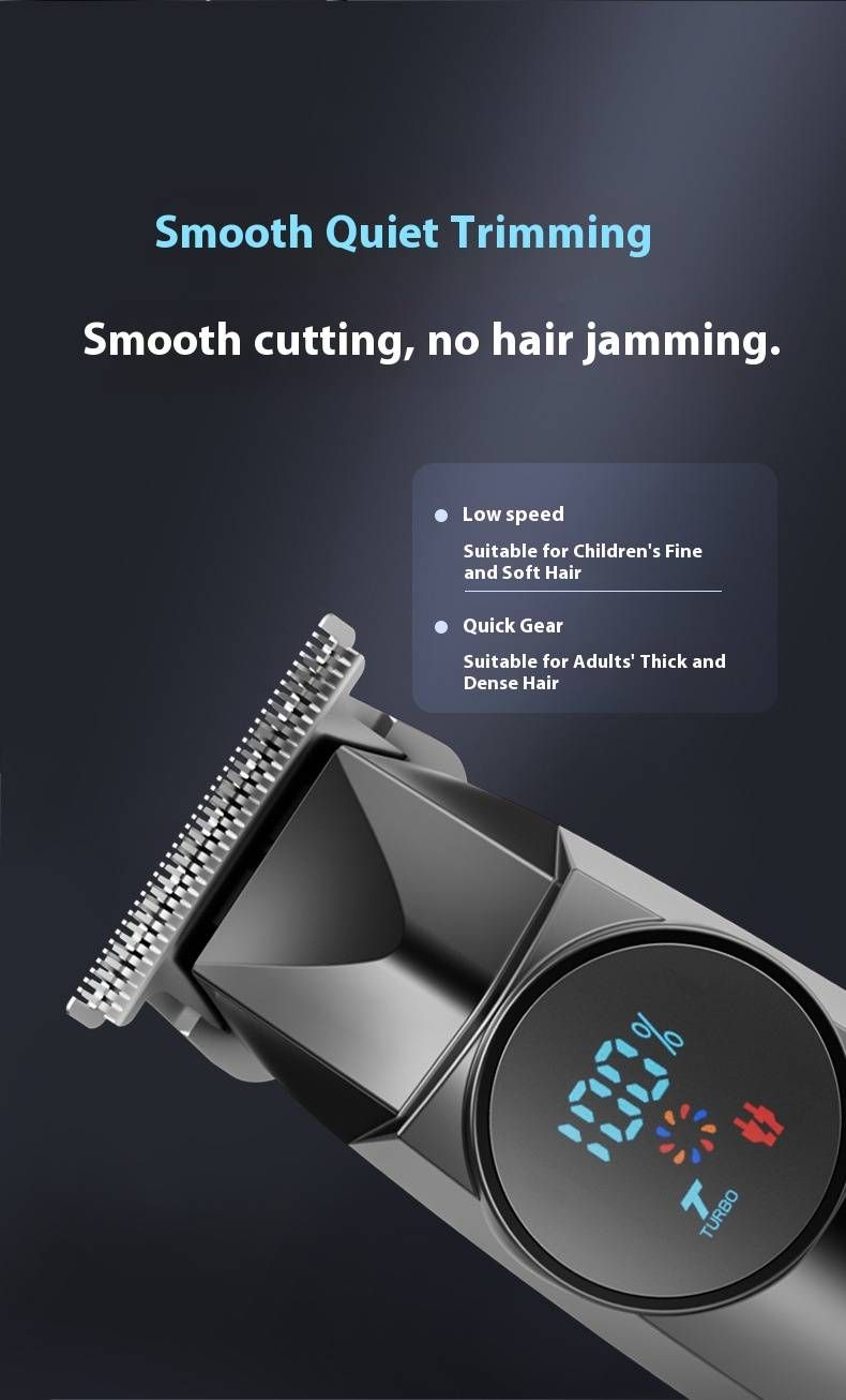 Professional Hair Clipper With LCD Screen - Rechargeable & Waterproof Titanium Trimmer For Men, Barbers & Pets (Black, Model YYT-9023)_voghion.com