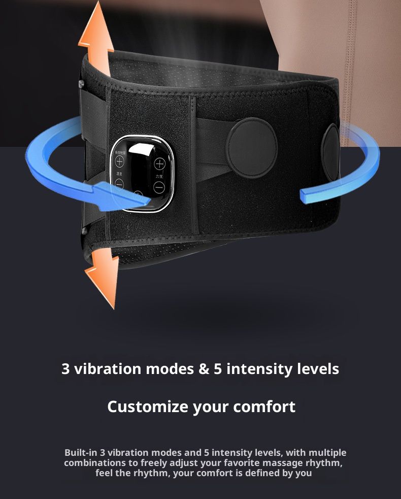 Cintura massaggiante riscaldante professionale con vibrazione e supporto per la vita - 3 modalità di velocità regolabili, display LCD, design traspirante_voghion.com
