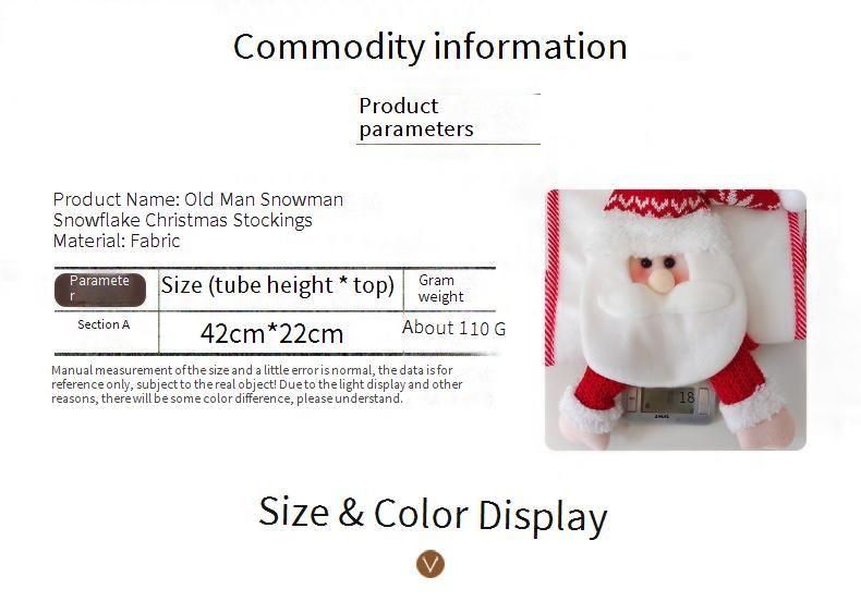 Calze natalizie di alta qualità per decorazioni - Calzini natalizi in stile nordico con disegni di pupazzi di neve e Babbo Natale_voghion.com