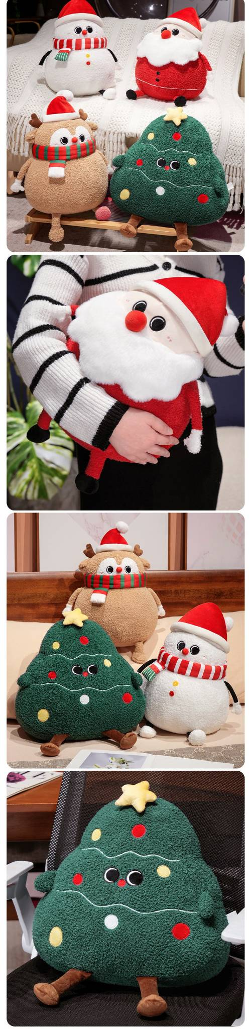 Festive Christmas Tree Plush Pillow - Soft Fluffy Cushion For Sofa Decor, Holiday Gift For Kids & Home_voghion.com