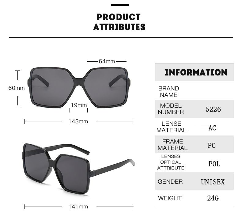 Neu eingetroffen Fashion Oversize Sonnenbrille Gradient Kunststoff Marke Designer Weibliche Sonne Uv400 Brille Frauen Übergroße Polarisierte_voghion.com