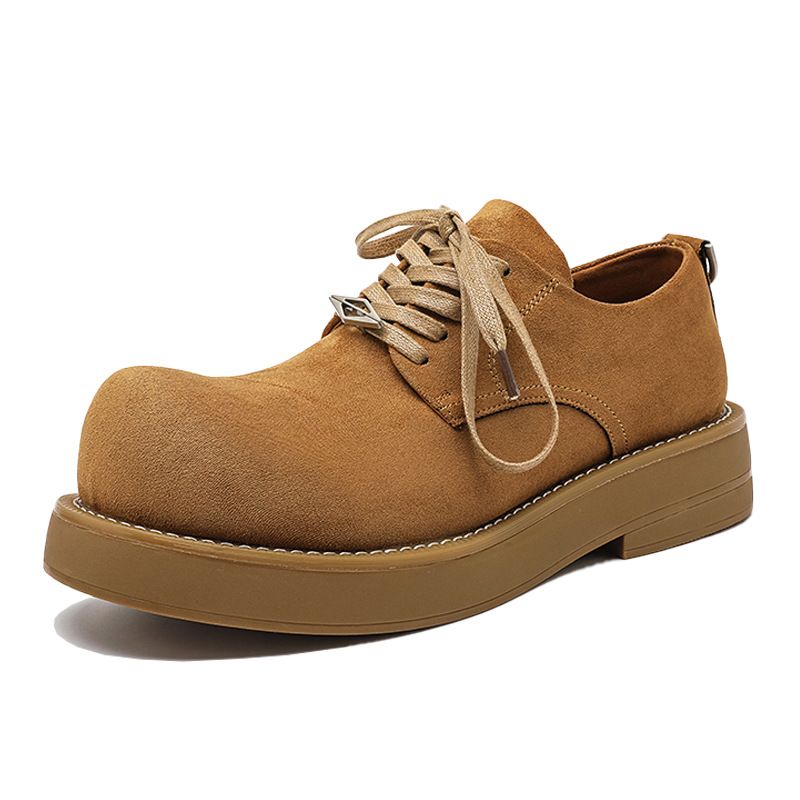 Derby-Schuhe mit rundem Kopf für Herren, dicke Sohle, erhöhte Freizeitschuhe mit großem Kopf, niedriges Oberteil, Werkzeug-Herrenschuhe_voghion.com