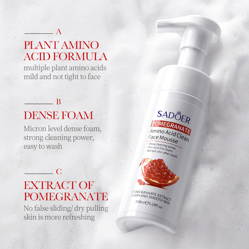 SADOER Granatapfel-Aminosäure-Mousse, Ölkontrolle, Reinigung, Mitesser-Peeling, feuchtigkeitsspendender Gesichtsreiniger_voghion.com