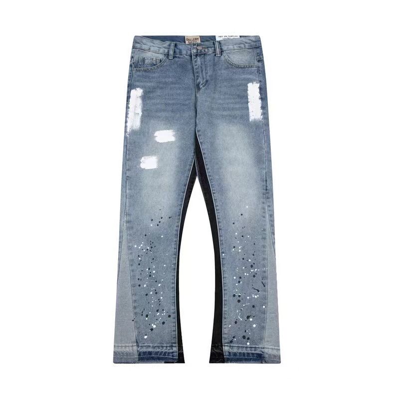Herrenbekleidung 2024 Marke zerrissene Patchwork-Jeans mit Farbverlauf-Sprühfarbe für Herren High Street mit weitem Bein und ausgestellten Hosen_voghion.com