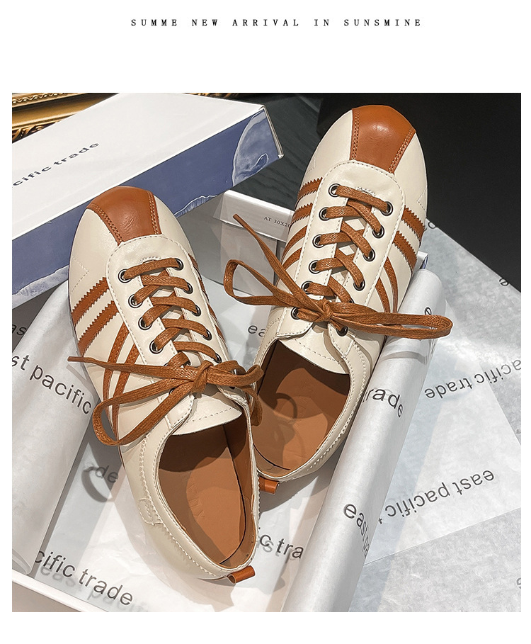 2024 nuove sneakers stringate con suola piatta, vera pelle color block, scarpe da allenamento morali versatili retrò, sneakers sportive casual con punta tonda_voghion.com