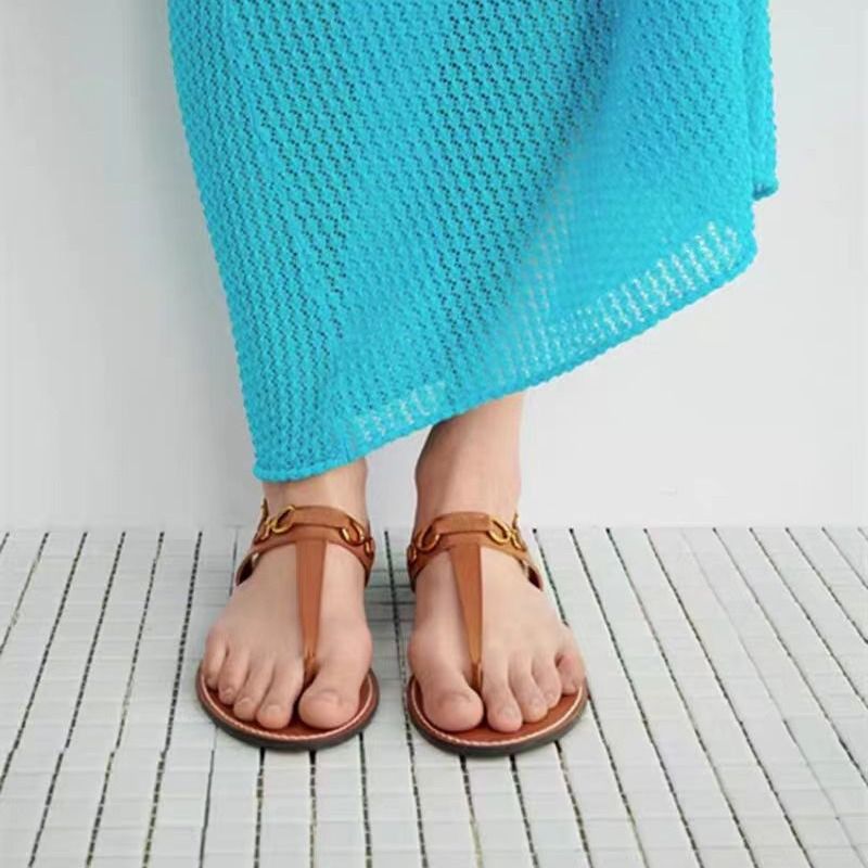 Καλοκαιρινά, νέα, μοντέρνα, ευέλικτα, εορταστικά, καφέ ρωμαϊκά σανδάλια με σφήνα για γυναίκες, 2025, για γυναίκες_voghion.com