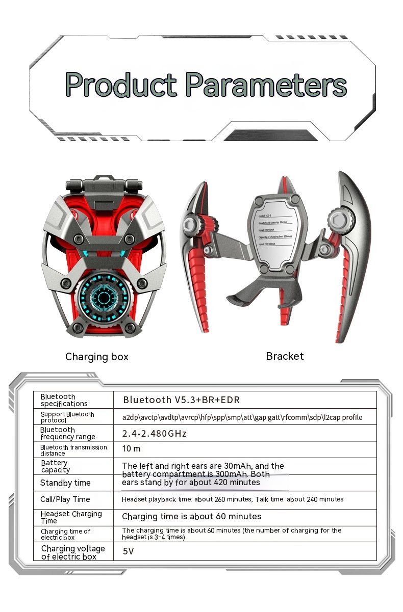 Nuevo Cd-3 Mecha auricular Auriculares inalámbricos con Bluetooth aleación auriculares mecánicos Enc reducción de ruido Tws auriculares e-sports hombre regalos_voghion.com