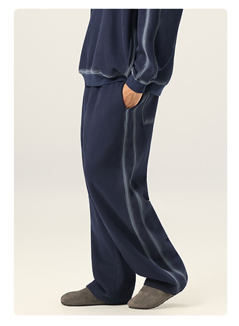 Pantaloni jogger da uomo color block lavati e foderati in pile - Stile casual streetwear con vestibilità ampia e vita elastica per l'autunno_voghion.com