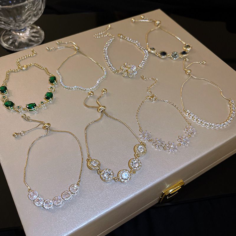 Neues Armband mit Diamanten und Zirkonia, superfunkelndes koreanisches Smaragdarmband, elegant und hochwertig, Handarbeit für die Freundin, Damentrend_voghion.com