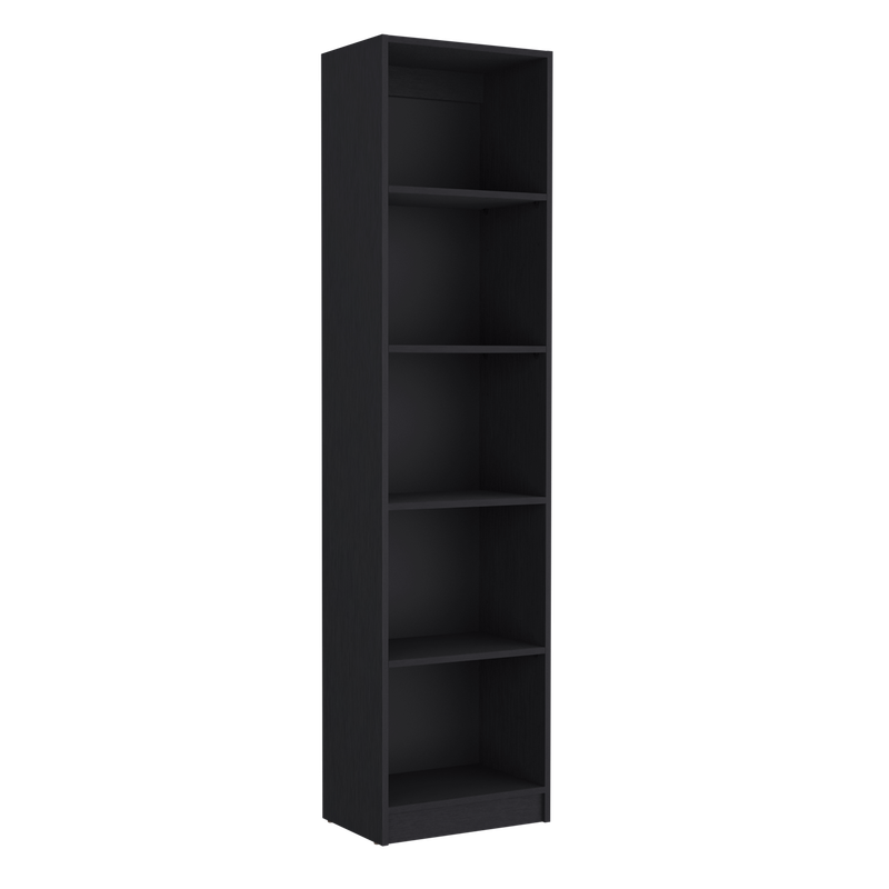 Home Xs Bookcase with 5-Tier Shelves and Slim Design -Black -Office_voghion.com