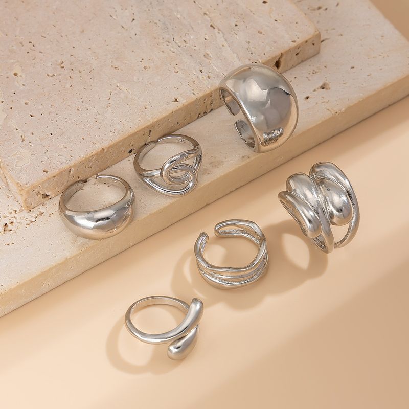 ins liquido linea geometrica anello aperto nicchia design irregolare lava anello mano gioielli donna_voghion.com