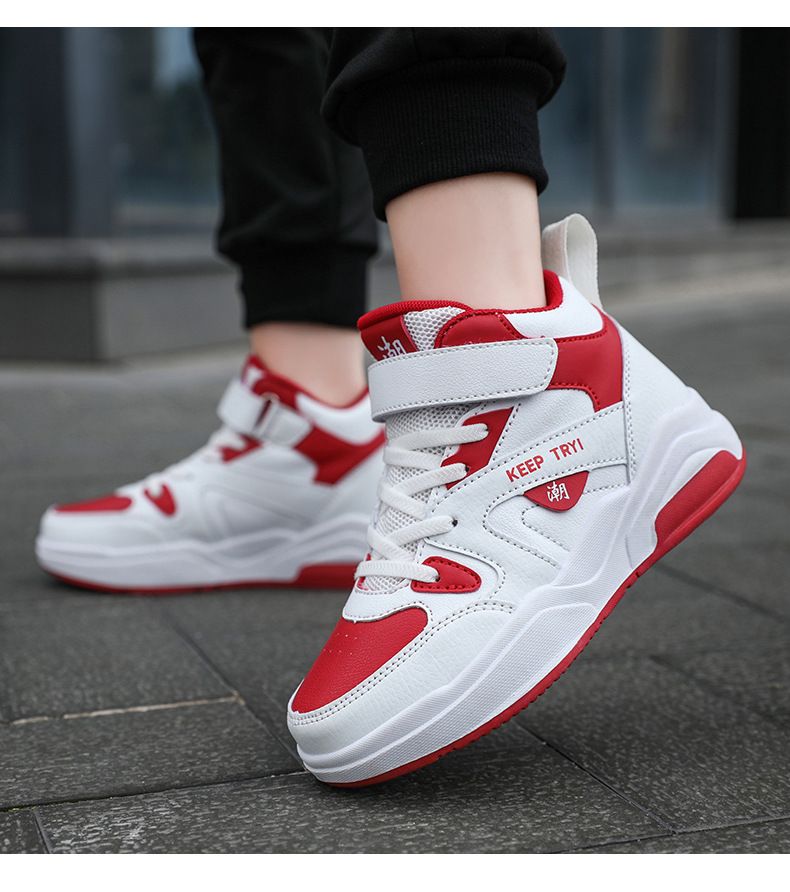 Neue Kinderschuhe High Top Kinderschuhe mit weicher Sohle Sportschuhe Herbst Klettlaufschuhe Kinder-Basketballschuhe Cross Border_voghion.com
