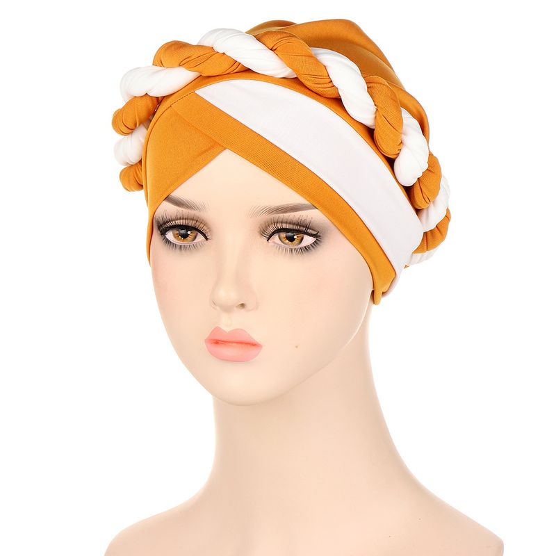 zweifarbige, einfach geflochtene Turban-Mütze aus Milchseide_voghion.com