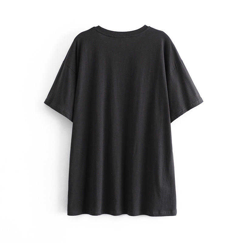 Damen lockert T-Shirtkleed lässeg a komfortabelt Basiskleed mat Drock_voghion.com