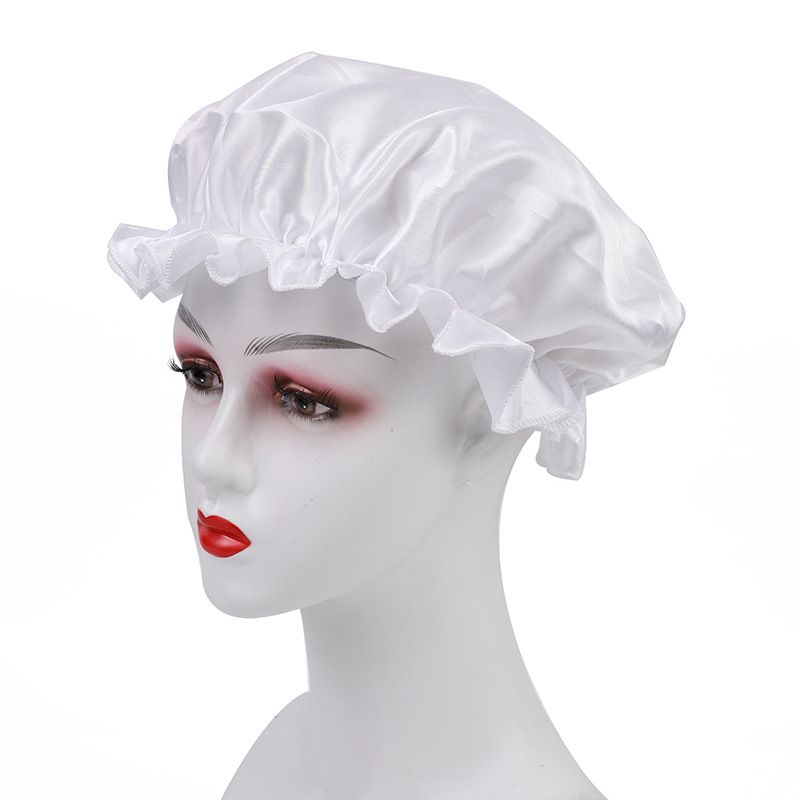 Foreign Trade Women's Satin Lace Sleep Cap Hair Care Solid Color Chemotherapy Home Hat Cross-Border Exclusive_voghion.com