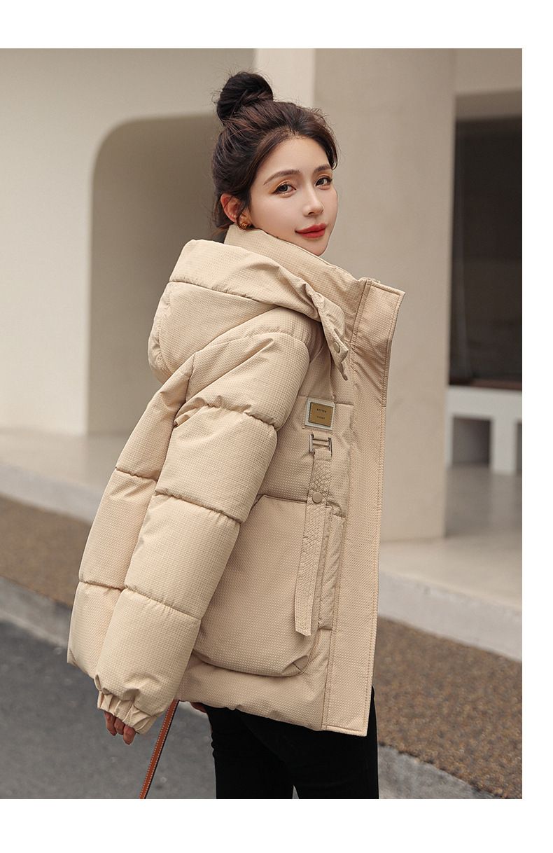Damenmode, locker, lässig, mit Beschriftung, wattierte Jacke aus Baumwolle, wattierte Damenjacke_voghion.com