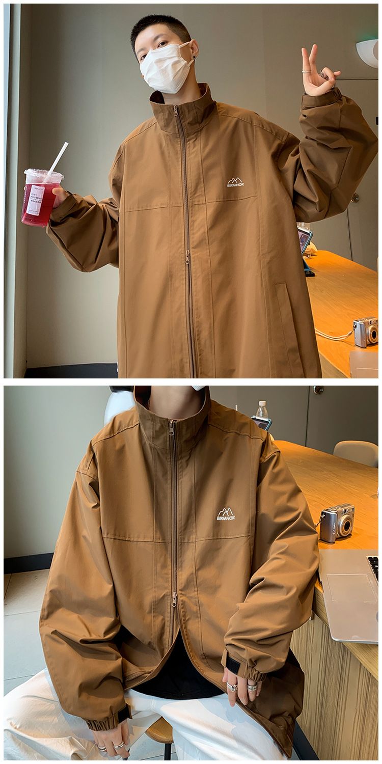 Windbreaker-Jacke im Mountain-Style für Herren – Leichter, wasserdichter Wandermantel mit Stehkragen und Multi-Taschen-Design (M-3XL, knitterfrei)_voghion.com