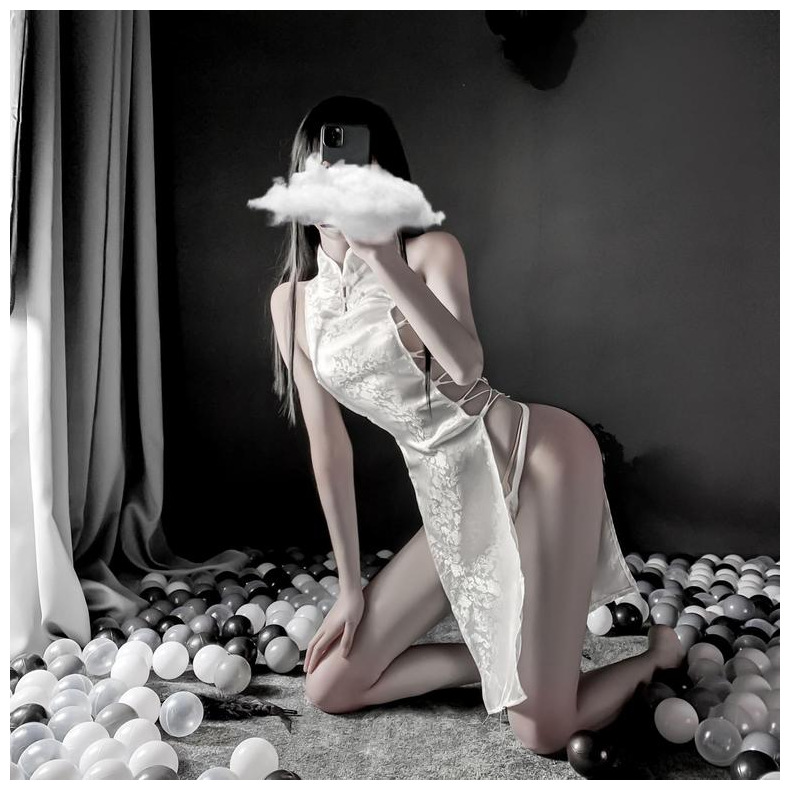 Sexy Qipao High Split Bandage Erotic Lingerie Adjustable Size Cheongsam Role Play Sex Play Lingerie For Sex Porn Long_voghion.com