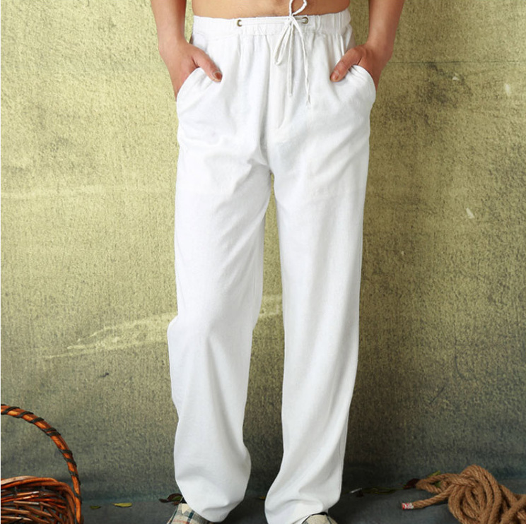 Lockere, leichte, lässige Leinenhose für Herren, lässige Heimhose, bequeme Hose_voghion.com