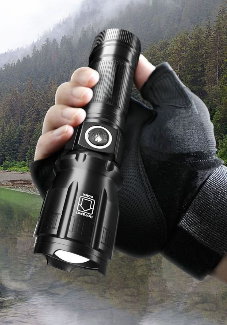 Torcia elettrica portatile a lungo raggio con zoom e luce LED ricaricabile per uso domestico Wolson DF328_voghion.com