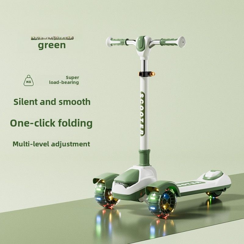 Büyük Çocuklar İçin Scooter Yanıp Sönebilir, Ergen Tek Bacaklı Scooter Üç Tekerlekli Çocuk Katlanabilir Oyuncak Araba_voghion.com