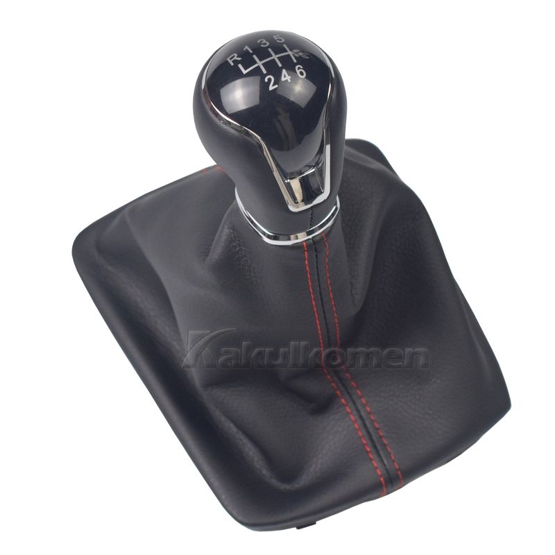 Leather Car Gear Shift Knob Lever Gaitor Boot Cover For Seat Leon III 3 2012 2013 2014 2015 2016 2017 5/6 Speed Manual_voghion.com