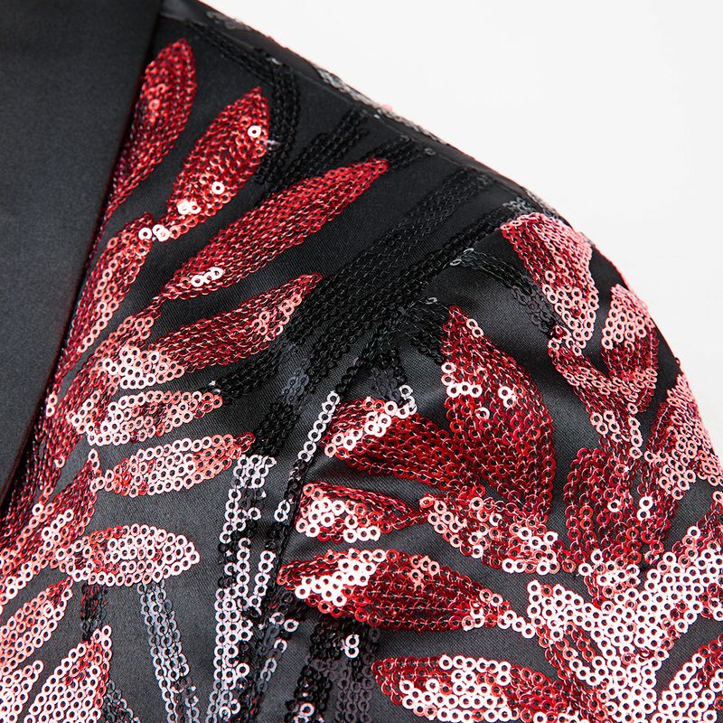 Men's high-quality gold sequin sticker casual jacket host singer performance suit_voghion.com