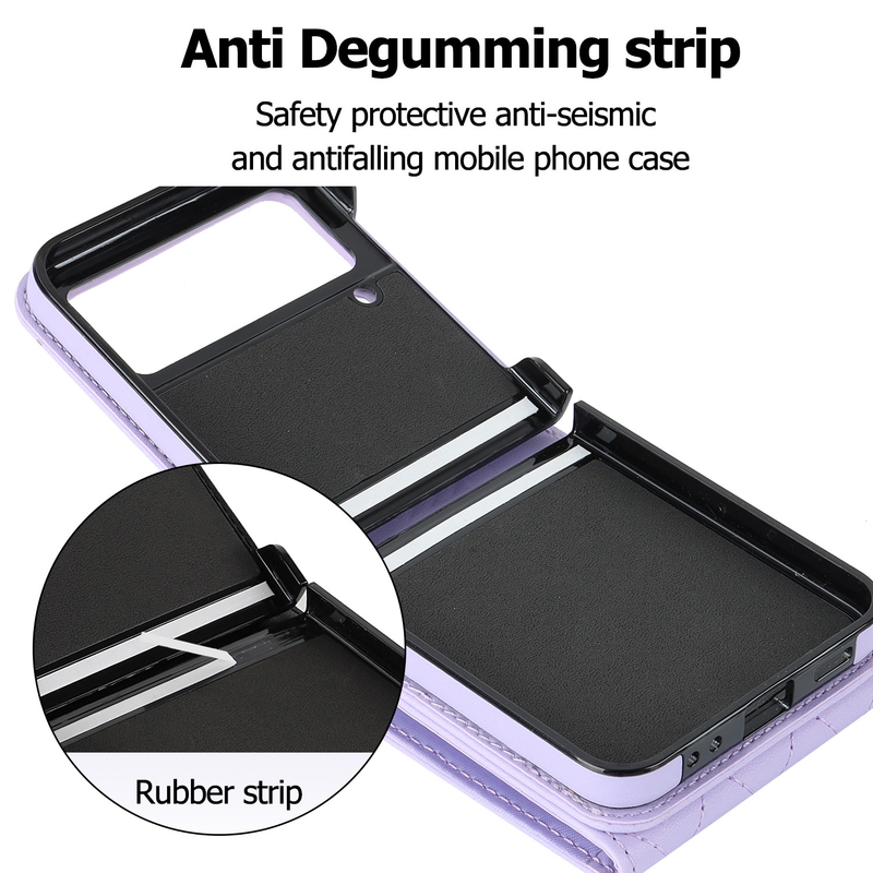 Suitable for the new Samsung ZFlip3 oblique organ mobile phone case folding ZFlip4 small fragrance ring mobile phone leather case_voghion.com