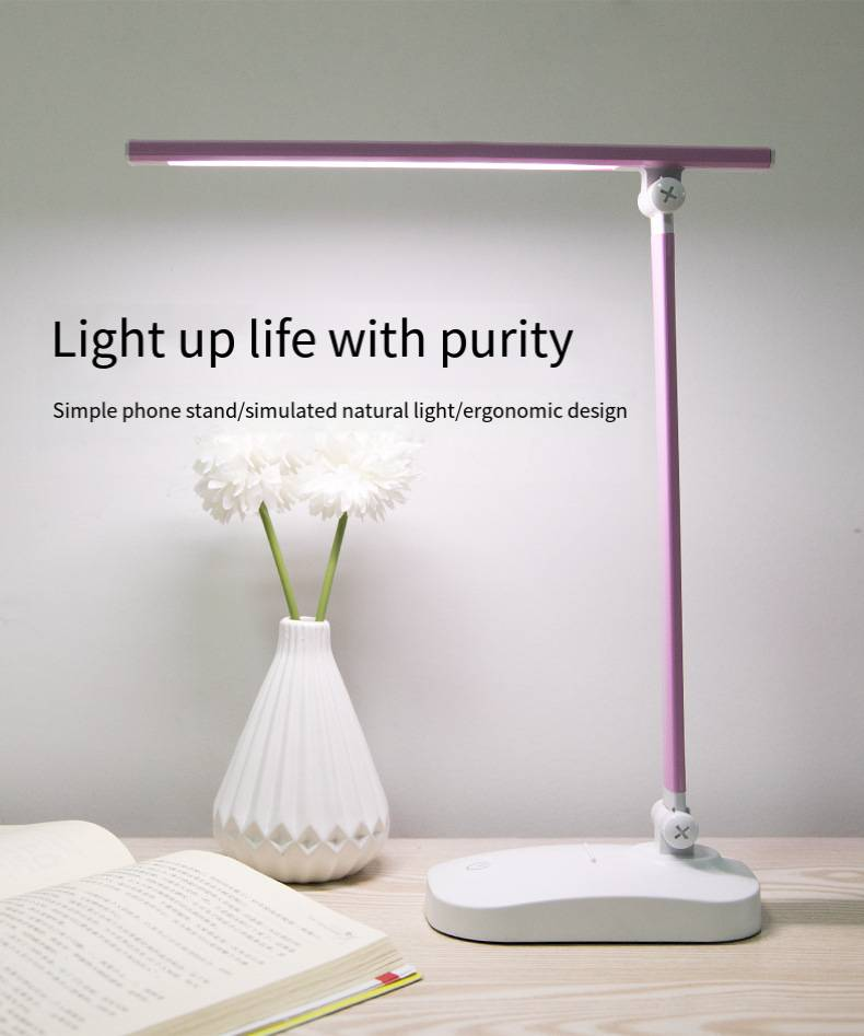 Lampe de bureau pliable à LED pour protection des yeux, chargement USB, gradation tactile, lampe de bureau pour dortoir d'étudiants, lampe de chevet pour chambre à coucher_voghion.com