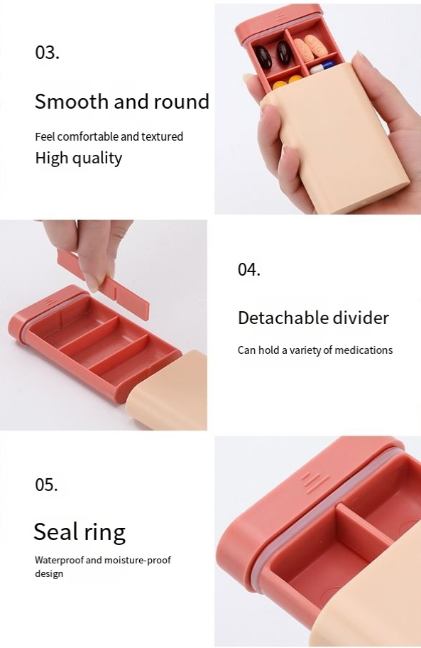 Cutie portabilă pentru medicamente, compartiment portabil sigilat pentru depozitarea pastilelor, cutie mini portabilă pentru medicamente_voghion.com